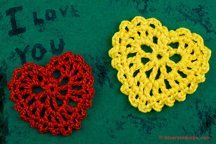 free crochet small heart pattern